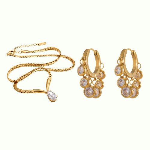 Diamond Treasure Necklace + White Timeless Regal Huggies Combo