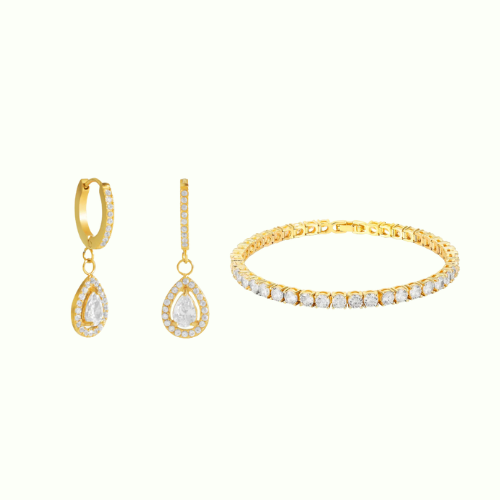 Drop Diamond Treasure Earrings + Diamond Treasure Bracelet