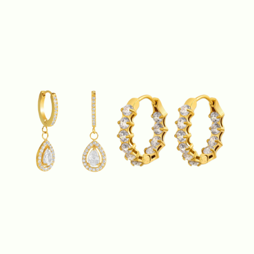 The Forever Pair Inez Diamond Treasure Hoops + Drop Diamond Treasure Earrings