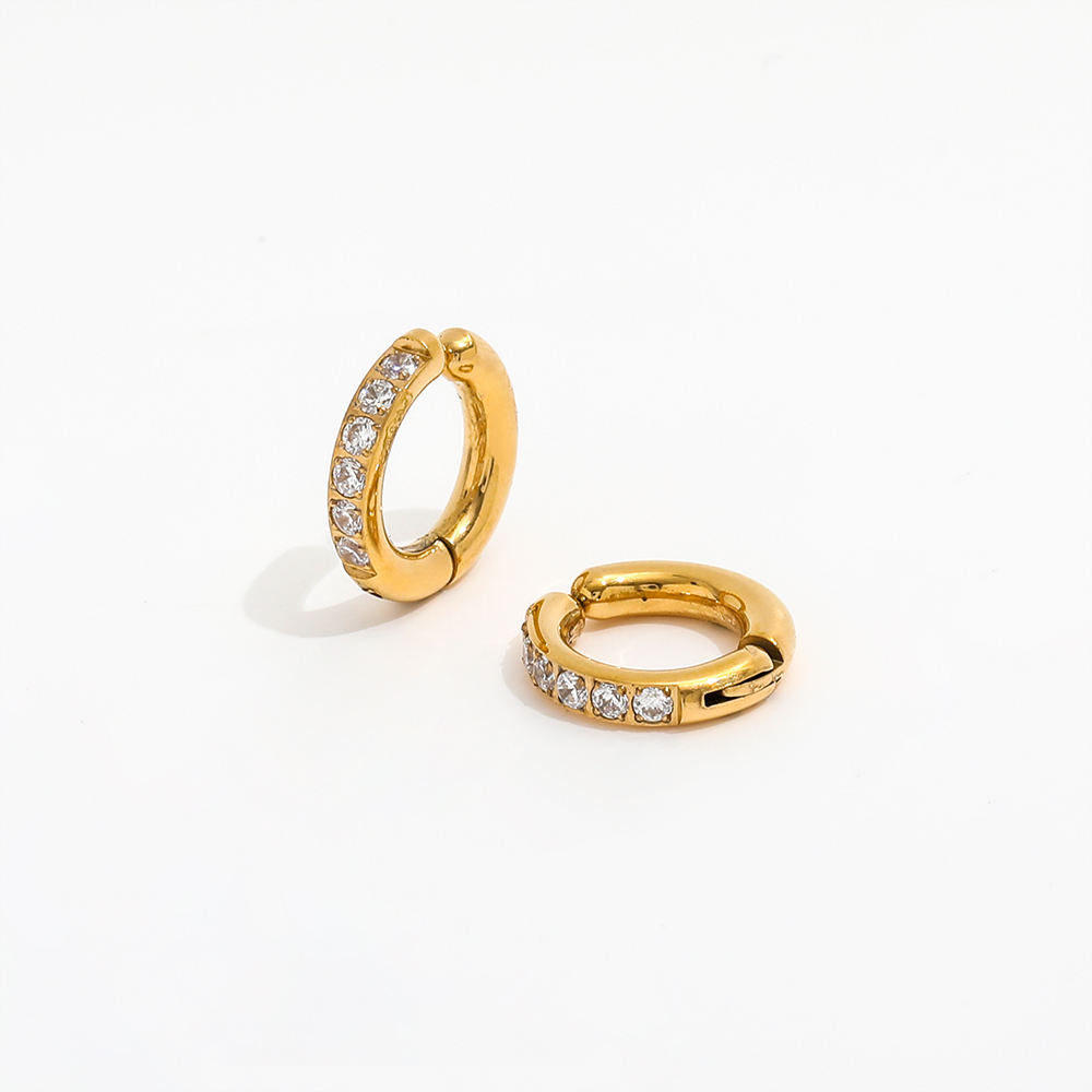 COMBO 13 + 15 MM NO PIERCING ADDICT EARCUFFS - 18K GOLD PLATED + White + Multi Timeless Regal Huggies (Copy)