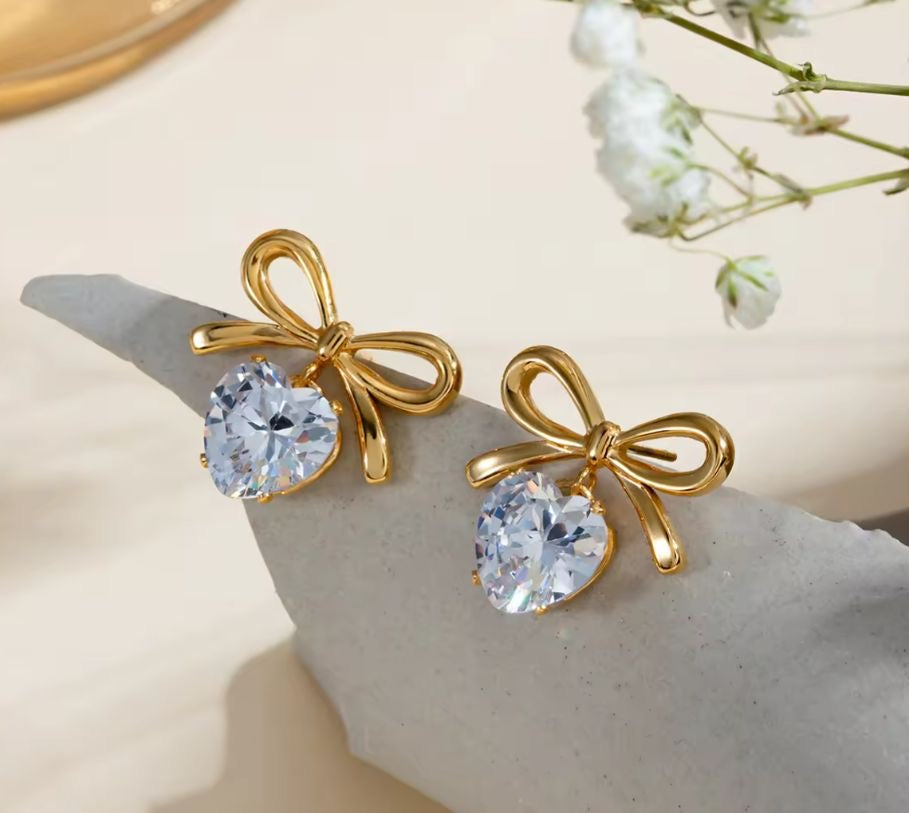 Royal Heart Bow Earrings