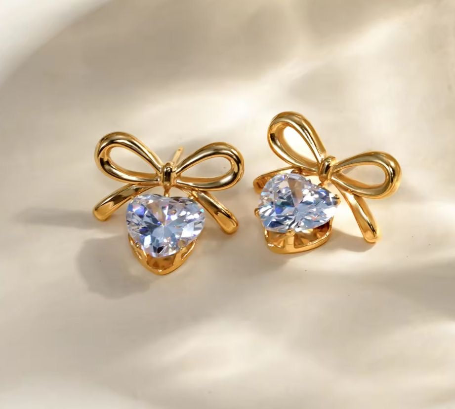 Royal Heart Bow Earrings