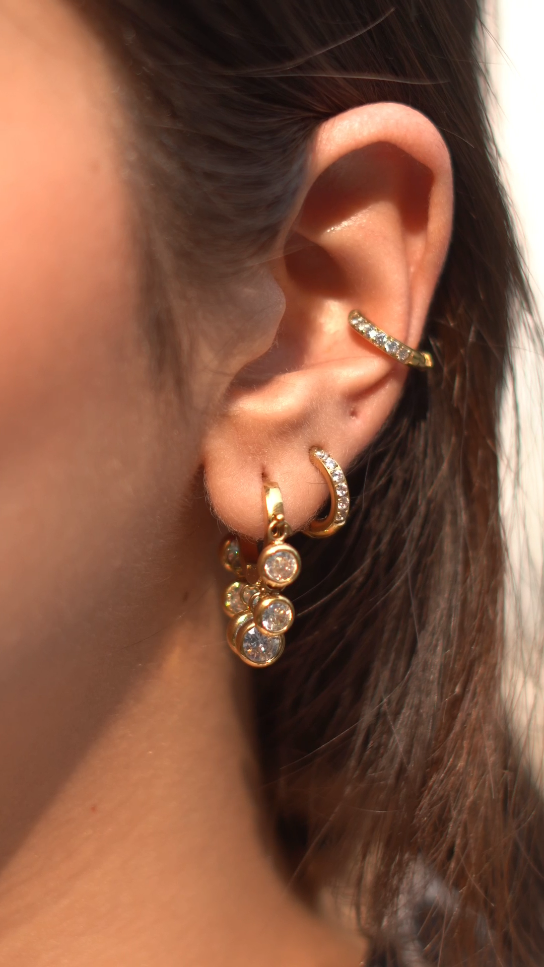 PARTY COMBO White + Multi Timeless Regal Huggies  + NO PIERCING ADDICT EARCUFFS 13MM
