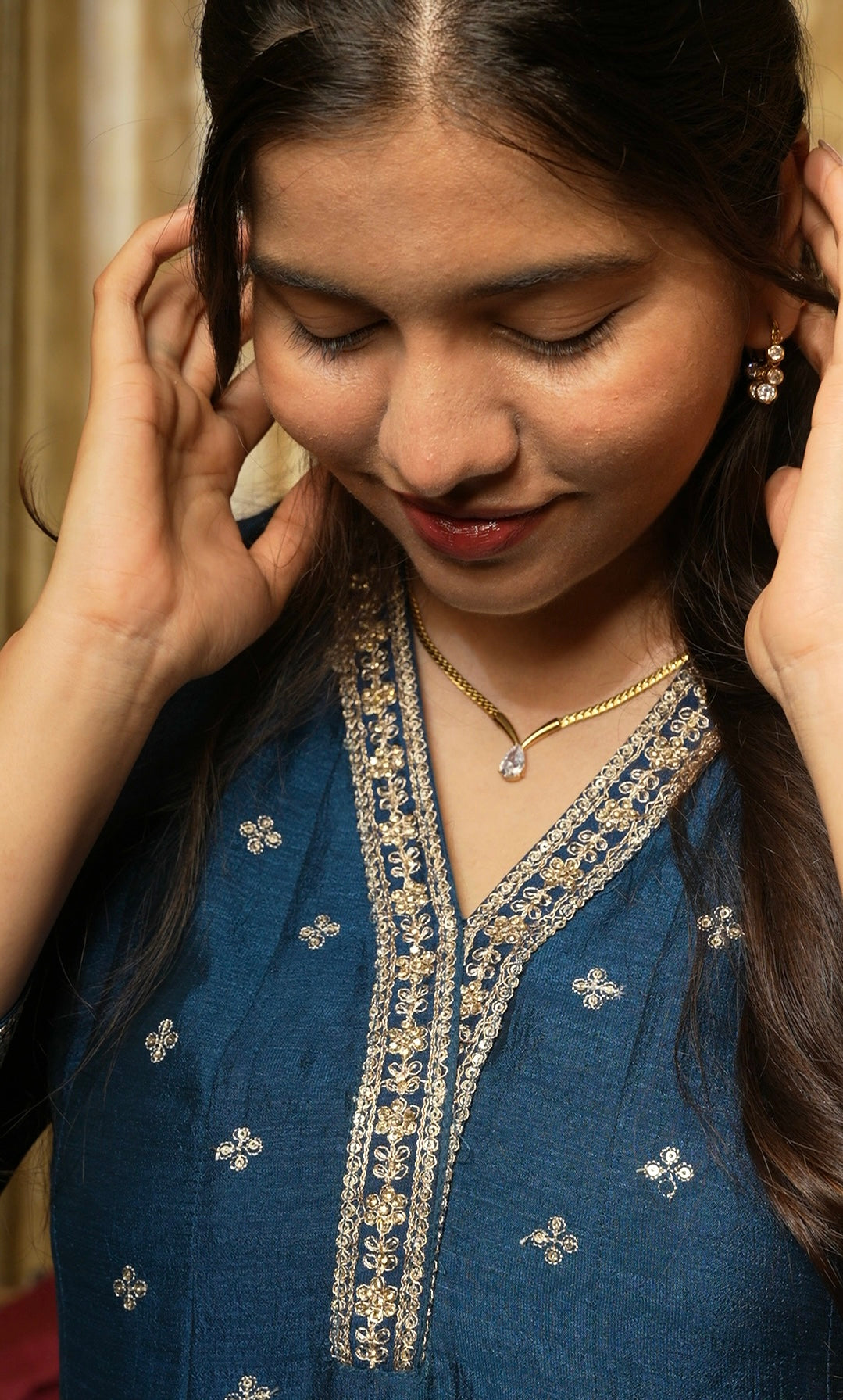 Party Combo Diamond Treasure Necklace + White Timeless Regal Huggies Combo + NO PIERCING ADDICT EARCUFFS