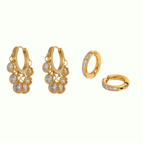 COMBO White Timeless Regal Huggies + NO PIERCING ADDICT EARCUFFS 13MM
