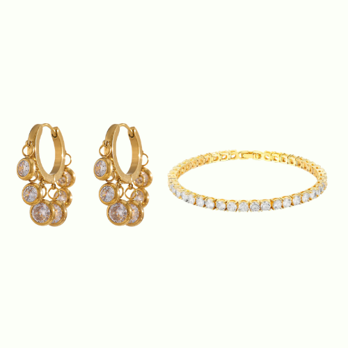 COMBO White Timeless Regal Huggies + Diamond Treasure Bracelet